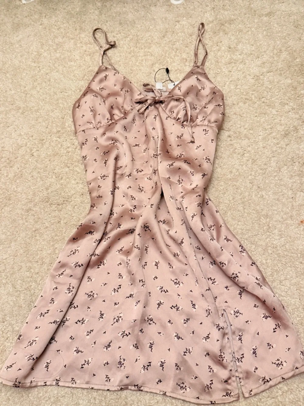 Garage Blush Pink Floral Satin Mini Dress - Picture 2 of 2